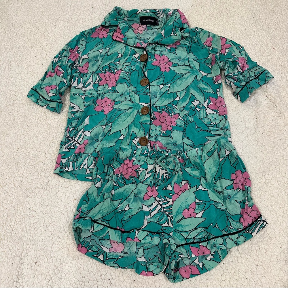 revolve minkpink sweet surrender tropical pajamas set size extra small